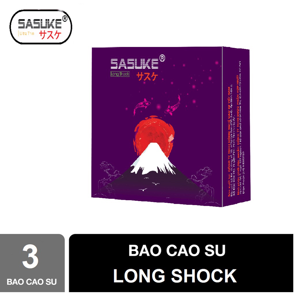Bao Cao Su SASUKE Long Shock Kéo Dài Thời Gian Hộp 3 Chiếc