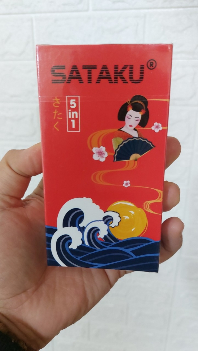 Bao Cao Su Sataku Đỏ 5in1 Kéo Dài Thời Gian Hộp 10c